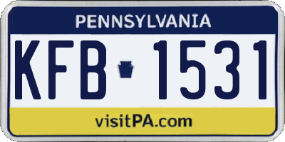 PA license plate KFB1531