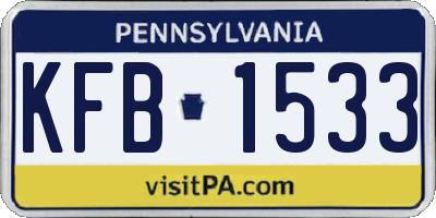 PA license plate KFB1533