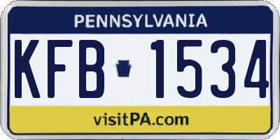 PA license plate KFB1534