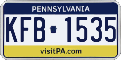 PA license plate KFB1535