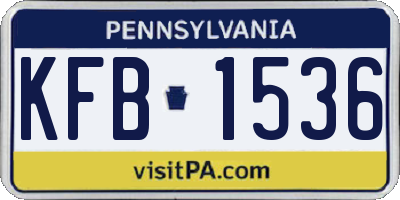 PA license plate KFB1536