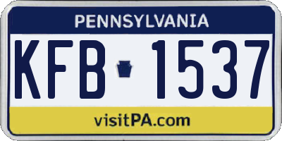 PA license plate KFB1537