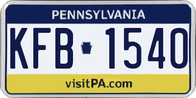 PA license plate KFB1540