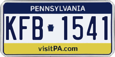 PA license plate KFB1541