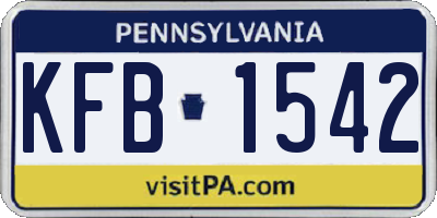 PA license plate KFB1542