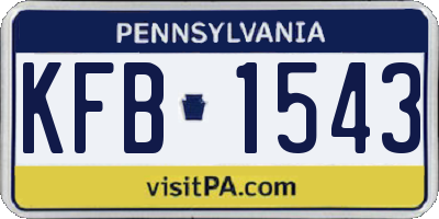 PA license plate KFB1543