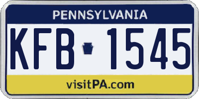 PA license plate KFB1545
