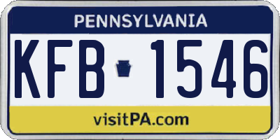 PA license plate KFB1546
