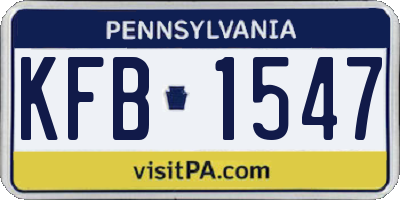 PA license plate KFB1547