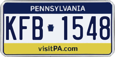 PA license plate KFB1548