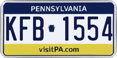PA license plate KFB1554