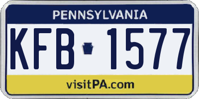 PA license plate KFB1577