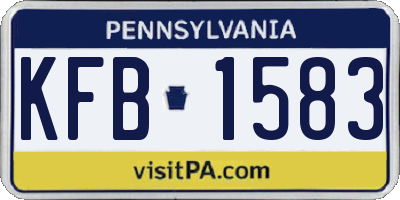 PA license plate KFB1583