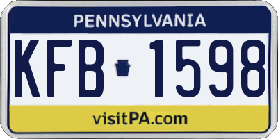 PA license plate KFB1598
