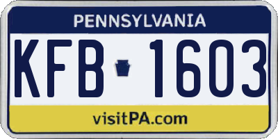 PA license plate KFB1603
