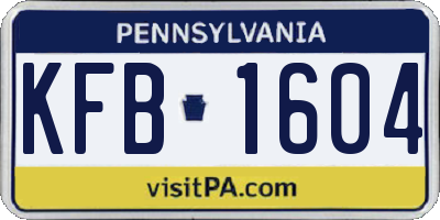 PA license plate KFB1604