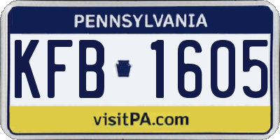 PA license plate KFB1605