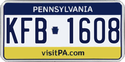 PA license plate KFB1608
