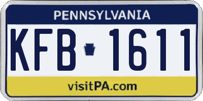 PA license plate KFB1611