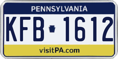 PA license plate KFB1612