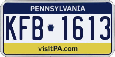 PA license plate KFB1613