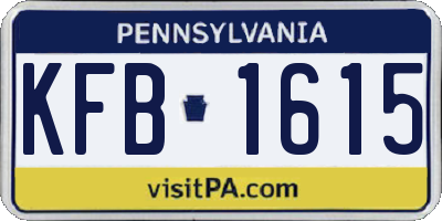 PA license plate KFB1615