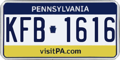 PA license plate KFB1616