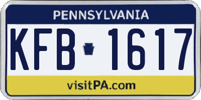 PA license plate KFB1617
