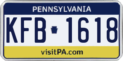 PA license plate KFB1618