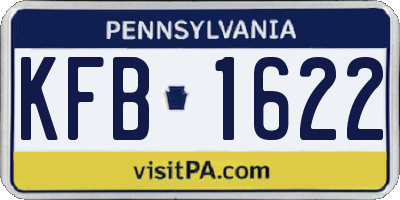 PA license plate KFB1622