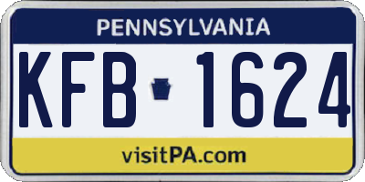 PA license plate KFB1624