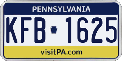 PA license plate KFB1625
