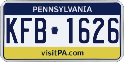 PA license plate KFB1626