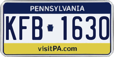PA license plate KFB1630