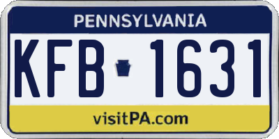 PA license plate KFB1631