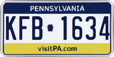 PA license plate KFB1634