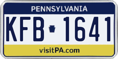 PA license plate KFB1641
