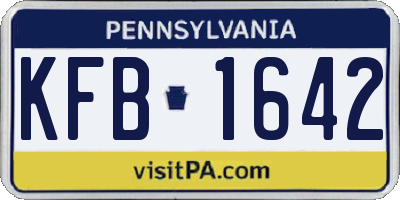 PA license plate KFB1642