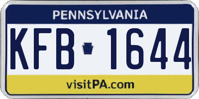PA license plate KFB1644