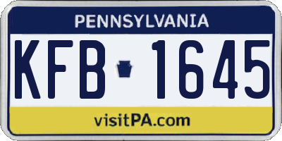 PA license plate KFB1645