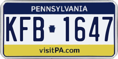 PA license plate KFB1647