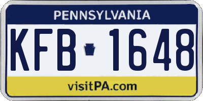 PA license plate KFB1648