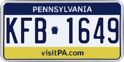 PA license plate KFB1649