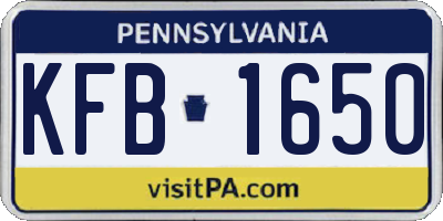 PA license plate KFB1650