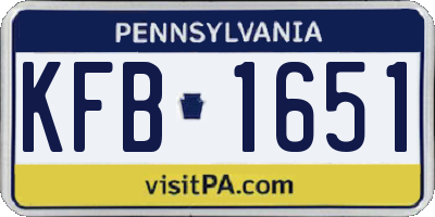 PA license plate KFB1651