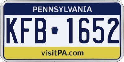 PA license plate KFB1652