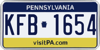 PA license plate KFB1654