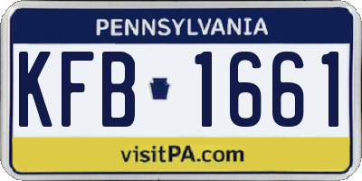 PA license plate KFB1661