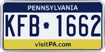 PA license plate KFB1662