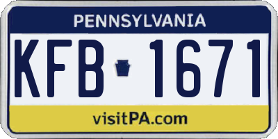 PA license plate KFB1671